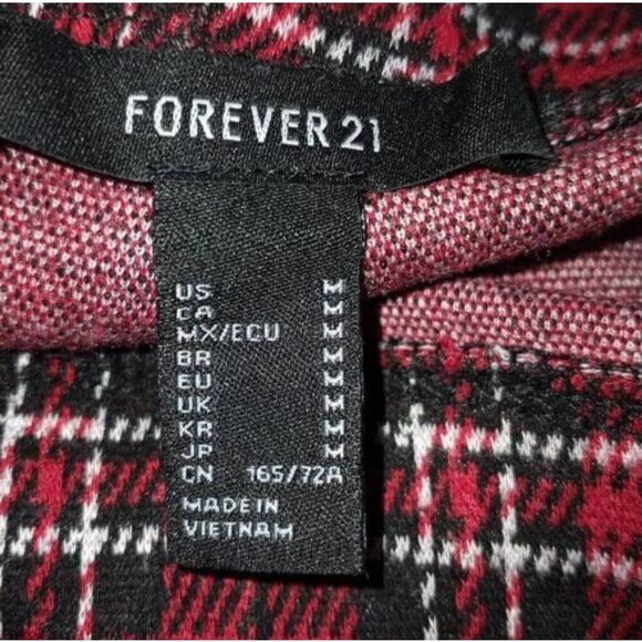 FOREVER 21 RED PLAID PANTS SZ.M EUC. - Picture 5 of 6